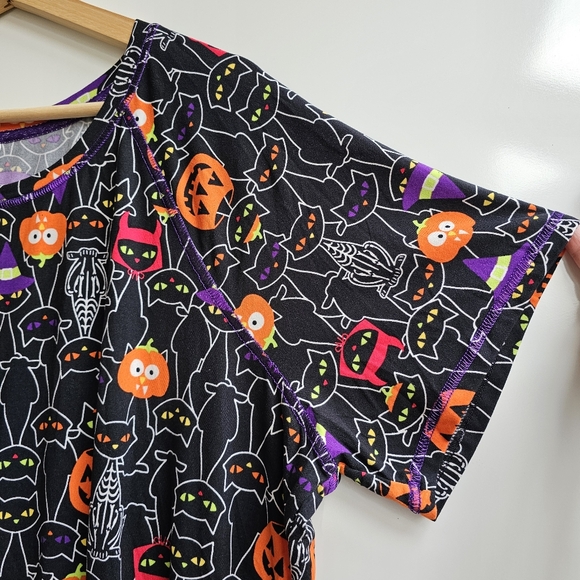 Way To Celebrate Halloween Sleep Shirt Black Cats Pumpkins Stretchy 2XL/3XL - Picture 3 of 7